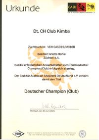 Dt. CH Club Kimba
